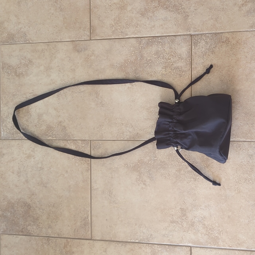 Black bucket style fabric purse